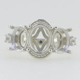 Sterling Silver Semi Mount Ring Setting Oval OV 9X7mm OV 7x5 Three Sto - Syzjewelry